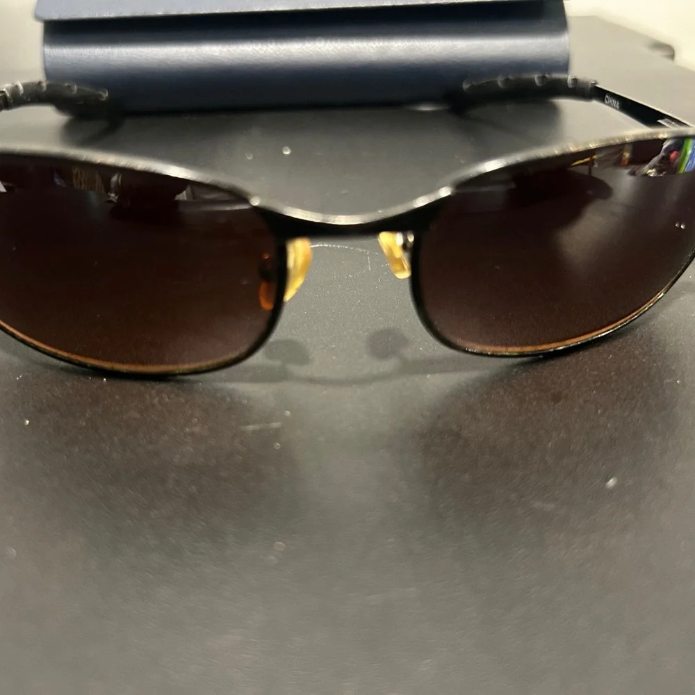 Gun Metal sunglasses brown lens with Warby Parker hard case